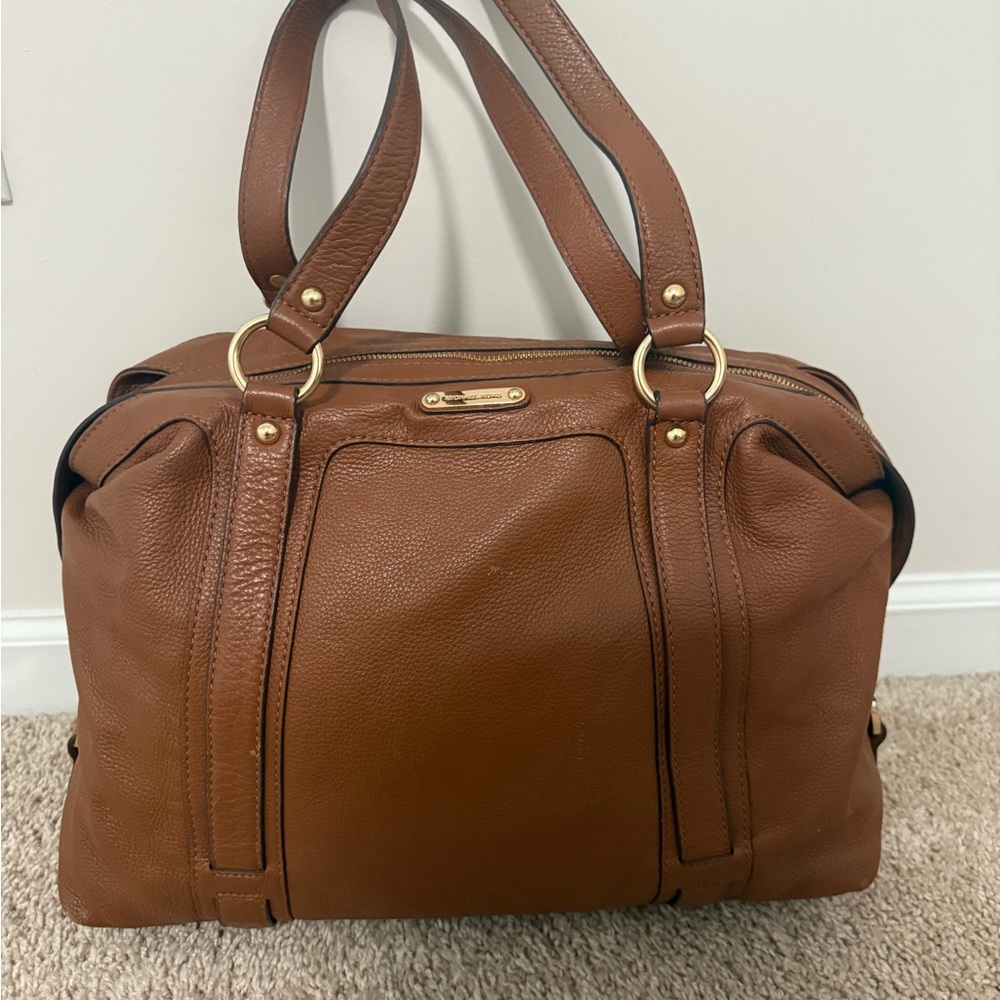 Michael Kors Brown Leather Satchel with Gold Hardware